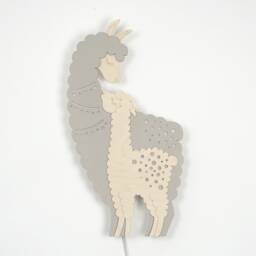 Wall Lamp Wooden Alpaca. Cute Night Light For Kids. Hanging Animal Sconce - thumbnail 4