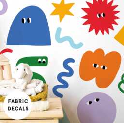 Colorful Doodle Fabric Wall Stickers Removable Kids Room Decor - thumbnail 1