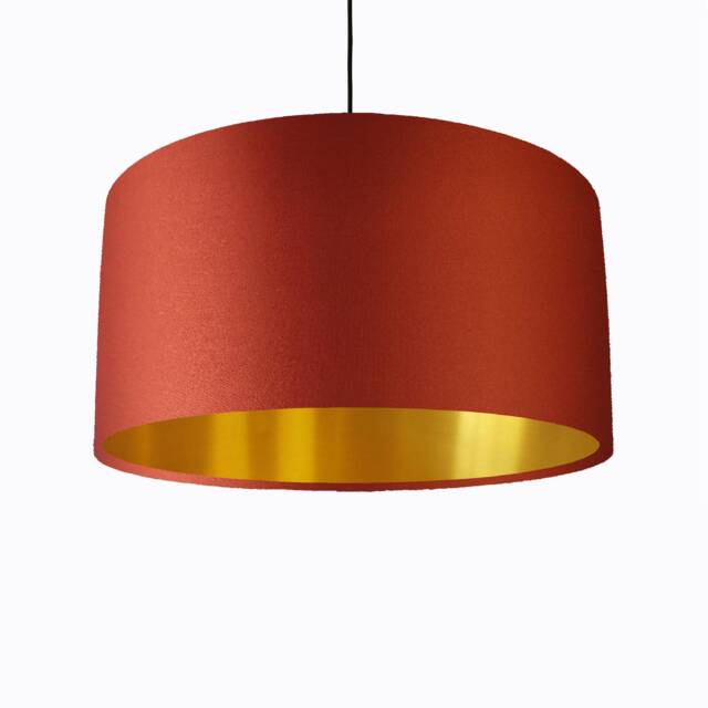 Burnt Orange Lampshade in Satin With Gold Lining - image 1