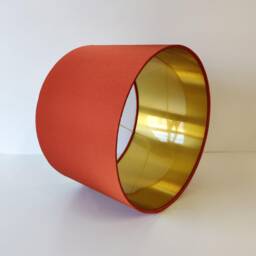 Burnt Orange Lampshade in Satin With Gold Lining - thumbnail 2