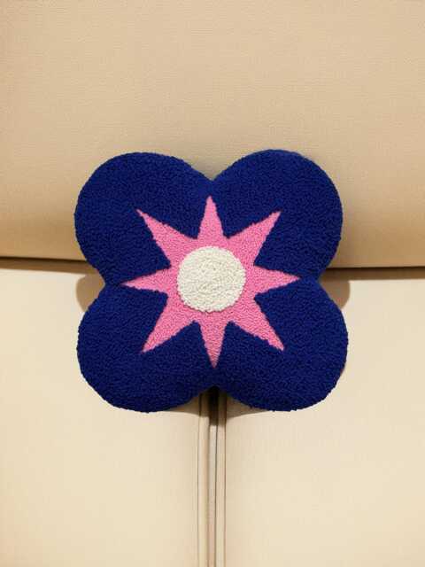Handmade Punch Needle Pillow Bubble Gum Pink Modern Cushion - image 1