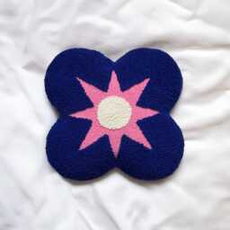 Handmade Punch Needle Pillow Bubble Gum Pink Modern Cushion - thumbnail 2