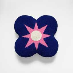 Handmade Punch Needle Pillow Bubble Gum Pink Modern Cushion - thumbnail 3