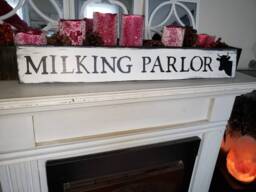 Milking Parlor Sign Rustic Farmhouse Wood Distressed Wall Hanging Cow Decoration Fixer Upper Primitive Kitchen Barn - thumbnail 1