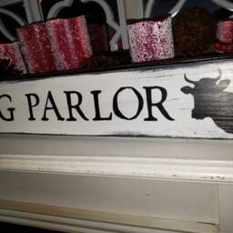 Milking Parlor Sign Rustic Farmhouse Wood Distressed Wall Hanging Cow Decoration Fixer Upper Primitive Kitchen Barn - thumbnail 2