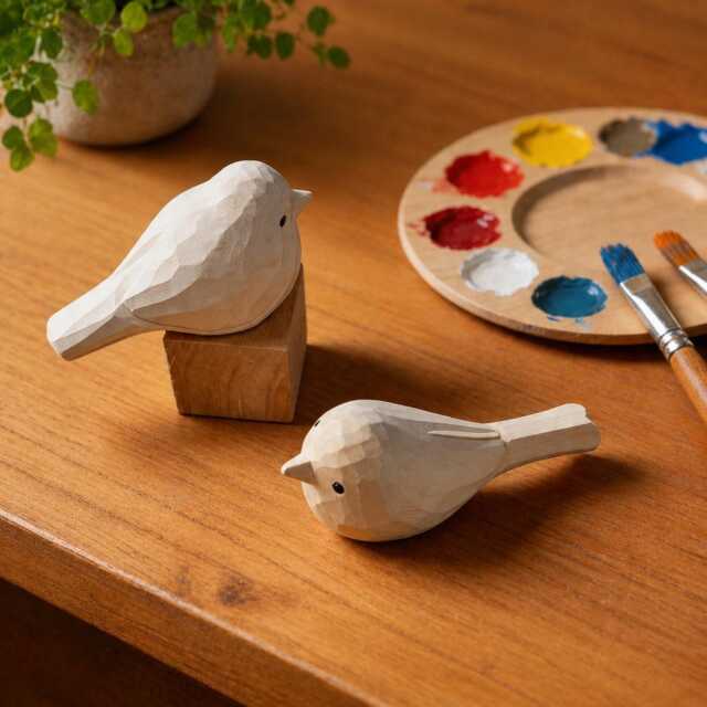 Diy Wooden Bird Figurine - Paint Your Own Unpainted Scandinavian Decor Craft Kit Gift Personalised Option - image 1