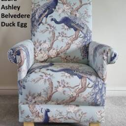 Laura Ashley Belvedere Duck Egg Fabric Adult Chair Armchair Blue Green Peacock Midnight Soft Truffle Brown Bacall Awning Stripe Josette - thumbnail 2