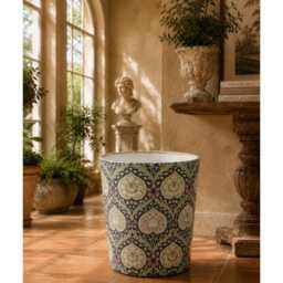 William Morris Eden Midnight Waste Paper Bin - Handmade Fabric Basket For Bedroom, Study Or Home Office - thumbnail 2