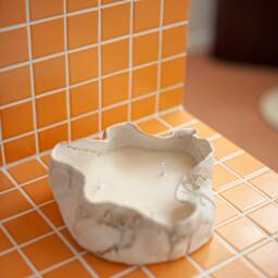 Handmade Ceramic Candle - White Unique Home Decor Design Soy Wax Curvy Ceramics Wedding Gift Vessel - thumbnail 2