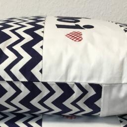 Maritime Pillow Case, Farmhouse Pillow, Country Style Throw Blue/White Ahoy 50x50cm - thumbnail 3