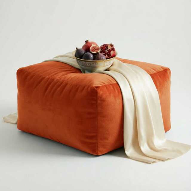 Bean Bag Pouffe Footstools Pumpkin Velvet Rectangle Ottoman Style Footstool Pouf - image 1