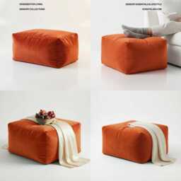 Bean Bag Pouffe Footstools Pumpkin Velvet Rectangle Ottoman Style Footstool Pouf - thumbnail 3