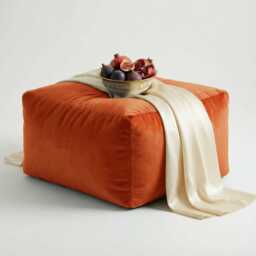 Bean Bag Pouffe Footstools Pumpkin Velvet Rectangle Ottoman Style Footstool Pouf - thumbnail 1