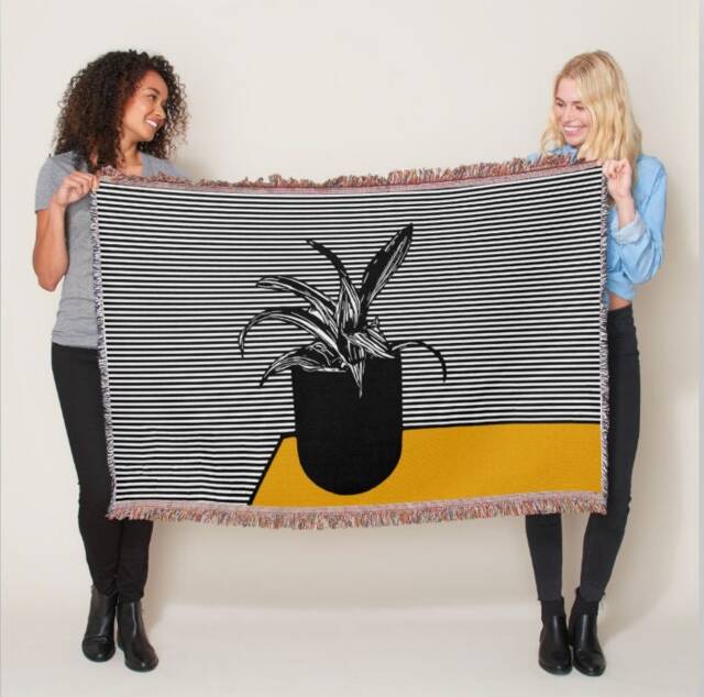 House Plant Cotton Throw Blanket, Wall Tapestry, Woven Blankets - image 1