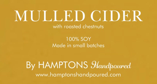 Online Only Mulled Cider With Roasted Chestnuts 8 Oz. Tumbler Hamptons Handpoured Holiday Series 100% Soy Candle Hand Poured