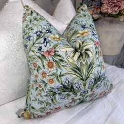 Mirabell Cushion Cover Seaglass Clarke & Fabric Botanical Dragonfly Pillow Case Arts - Crafts Style Handmade in UK - thumbnail 2