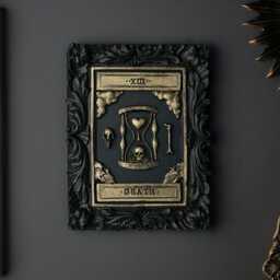Handcrafted Death Tarot Card Wall Art - Black Gold Gothic Home Decor - thumbnail 4