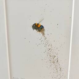 Hand Painted Bee Watercolor Painting With Gold Detail, Framed - thumbnail 2