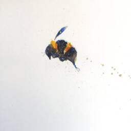 Hand Painted Bee Watercolor Painting With Gold Detail, Framed - thumbnail 3