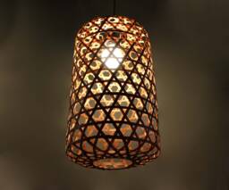 "Handwoven Bamboo Pendant Light Rustic Eco-Friendly Lampshade - W11.8"" X H20" - thumbnail 1