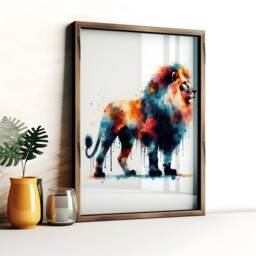 Colourful Animal Print Set - 3 Watercolour Posters - Cheetah, Lion, Tiger Prints Home Artwork Decor Wall Art Pictures Painting Design - thumbnail 3