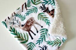 Dream Lovie. Security Blanket. Personalized Lovey. Faux Fur Woodland Buck White. Mini Baby Minky Shower Gift