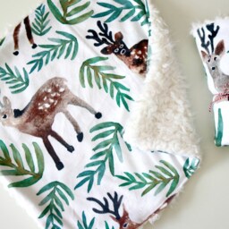 Dream Lovie. Security Blanket. Personalized Lovey. Faux Fur Woodland Buck White. Mini Baby Minky Shower Gift - thumbnail 4