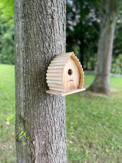 Carbonised Wooden Bird House Garden Wall Mount Nesting Box Hanging Rope - image 1