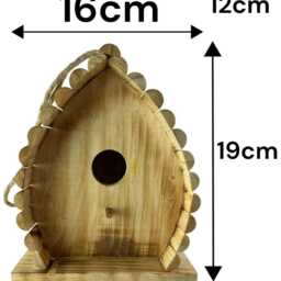 Carbonised Wooden Bird House Garden Wall Mount Nesting Box Hanging Rope - thumbnail 2