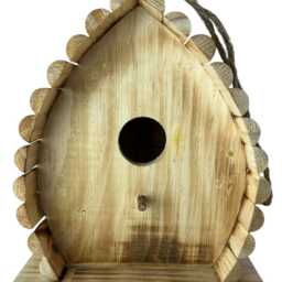 Carbonised Wooden Bird House Garden Wall Mount Nesting Box Hanging Rope - thumbnail 3