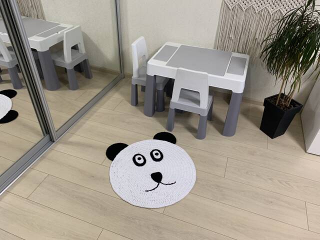 White Rug Kids Mat Carpet Nursery Rug For Kids Baby Crochet Teddy Bear Room - image 1