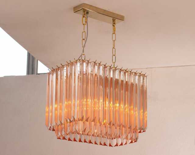 Pink Murano Glass Chandelier Italian Vintage Style, 50cm Wide - image 1