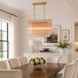 Pink Murano Glass Chandelier Italian Vintage Style, 50cm Wide - thumbnail 2