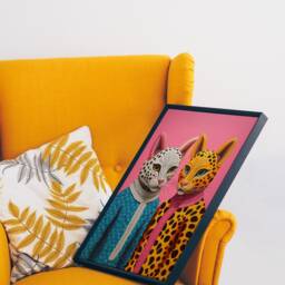 Wild Colourful Cats Print, Exotic Animal Wall Art, Jaguar Canvas, Cat Duo Vibrant Poster, Lover Gift Digital Printable Trendy Home Decor - thumbnail 3