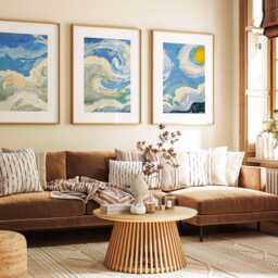 Van Gogh Clouds, Bedroom Wall Art, Set Of 3 Prints, White Clouds Blue Sky Posters, Home Decor, Large Poster Decor - thumbnail 2