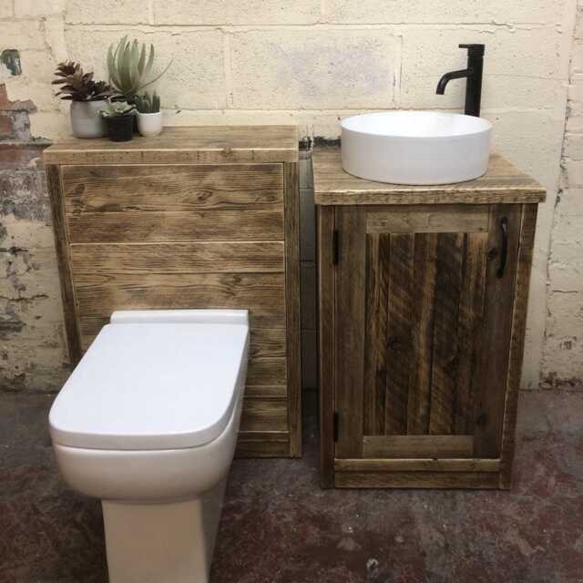 Alnwick - Bathroom Vanity Unit Handmade Reclaimed Timber Rustic Cabinet Custom Size Options - image 1