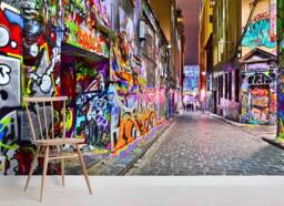 3D Graffiti Street Mural Wallpaper, Abstract Colorful Wall Art, Peel & Stick