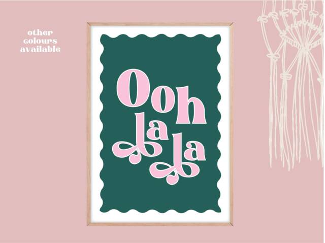 Ooh La Print, Wavey Edge La, French Quote Wall Art, Cure Preppy Prints, Slogan Art - image 1