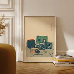 Vintage Camera Still Life Poster, Japanese Line Art Print - thumbnail 1