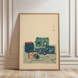 Vintage Camera Still Life Poster, Japanese Line Art Print - thumbnail 2