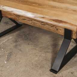 Oak Industrial Dining Table, Black Metal Legs, Custom Size - thumbnail 4