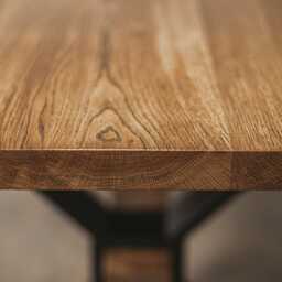 Oak Industrial Dining Table, Black Metal Legs, Custom Size - thumbnail 3