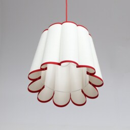 Handmade White Fabric Pendant Light With Red Trim-11# - thumbnail 3