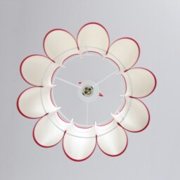 Handmade White Fabric Pendant Light With Red Trim-11# - thumbnail 2