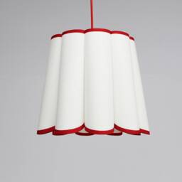 Handmade White Fabric Pendant Light With Red Trim-11#