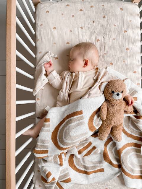 Knitted Rainbow Baby Blanket - Soft Cotton, All Over Rainbow, 100x120 cm - image 1