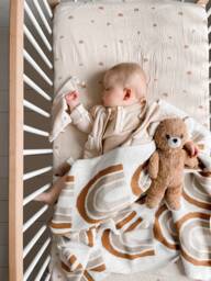 Knitted Rainbow Baby Blanket - Soft Cotton, All Over Rainbow, 100x120 cm - thumbnail 1