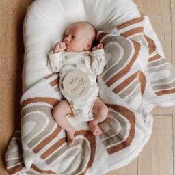 Knitted Rainbow Baby Blanket - Soft Cotton, All Over Rainbow, 100x120 cm - thumbnail 3