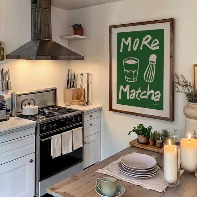 More Matcha Print - Poster, Gifts, Kitchen Art Print, Dining Room Art, Modern Wall Unframed - image 1