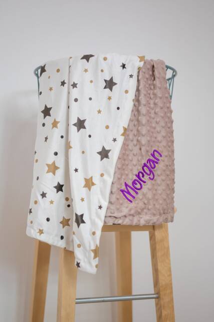 Personalized Minky Baby Blanket, Little Star Newborn Gift - image 1